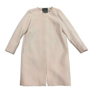 J Crew Double Cloth Wool Collarless Lady Jacket Zip Front Ballet Pink Sz 8